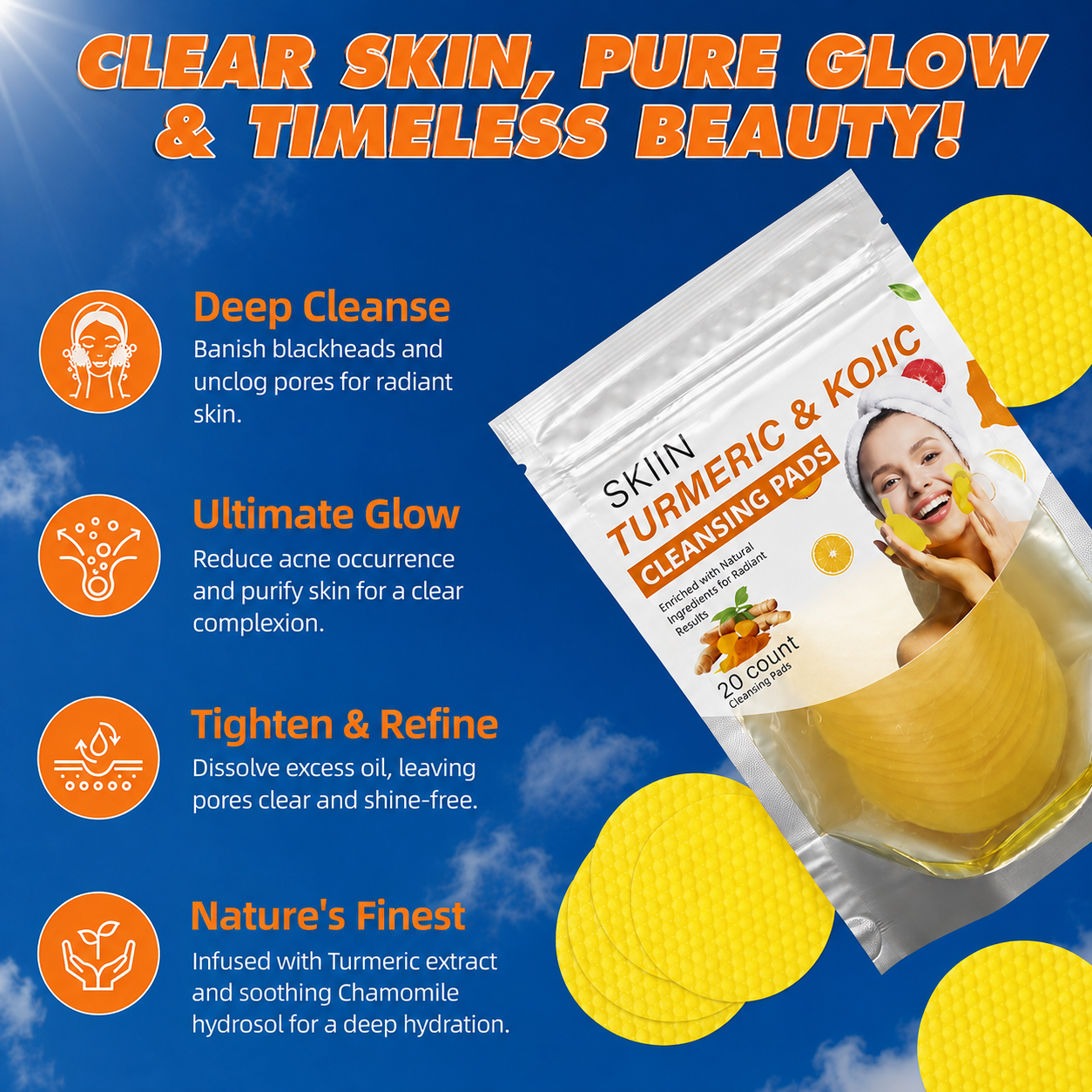 Turmeric Kojic Acid+ Cleansing Pads | Brightening Every Day
