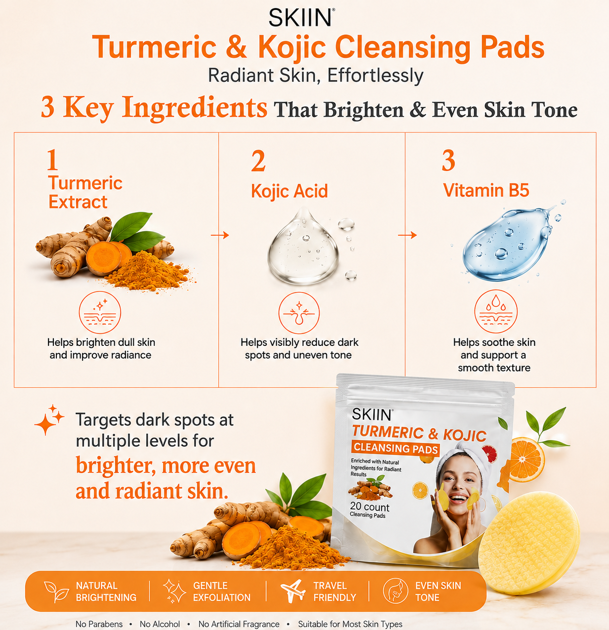 Turmeric Kojic Acid+ Cleansing Pads | Brightening Every Day